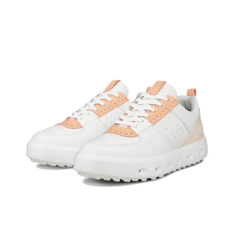Ecco Street 720 Series Low-Top Golf Shoes Women's White Orange-3