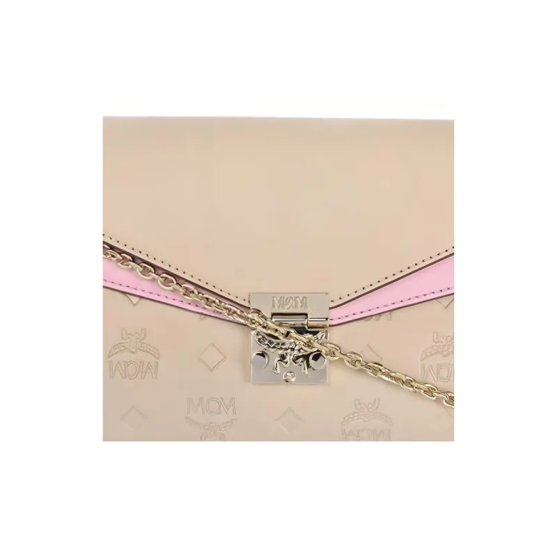 MCM Millie Visetos Leather Chain Bag Envelope Bag Crossbody Bag Shoulder Bag Medium Size Women's Sand Milk Tea Brown-4