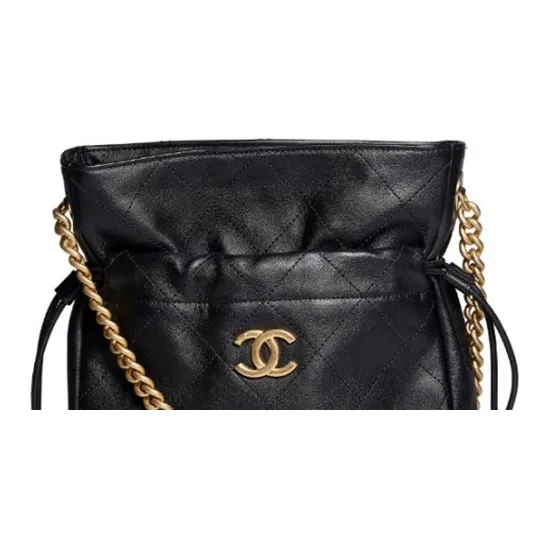 CHANEL Leather Bucket Bag, Shoulder Bag, Crossbody Bag Women's Black-2