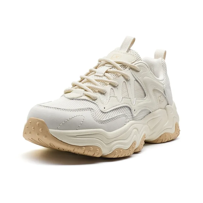 XTEP Nomadic Abrasion Resistant Lightweight Cushioning Low Top Casual Shoes Women's Tea White-1