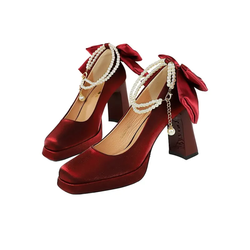 QITUMAUL Chunky Heel High Heels Women's-7