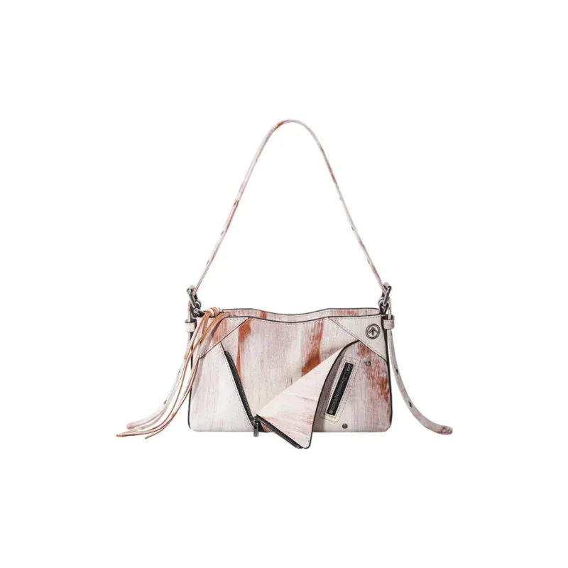GROTTO Cow Leather Shoulder Bag Mini Women's Pen Touch White/Pen Touch Brown/Walnut Brown-1