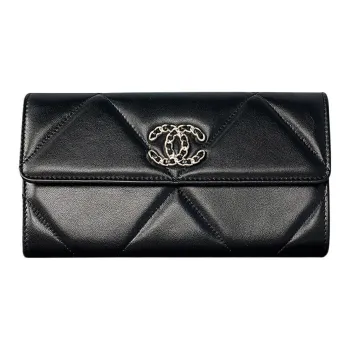 CHANEL 19Bag Lambskin Flap Bag Card Holder, Wallet Women's Black