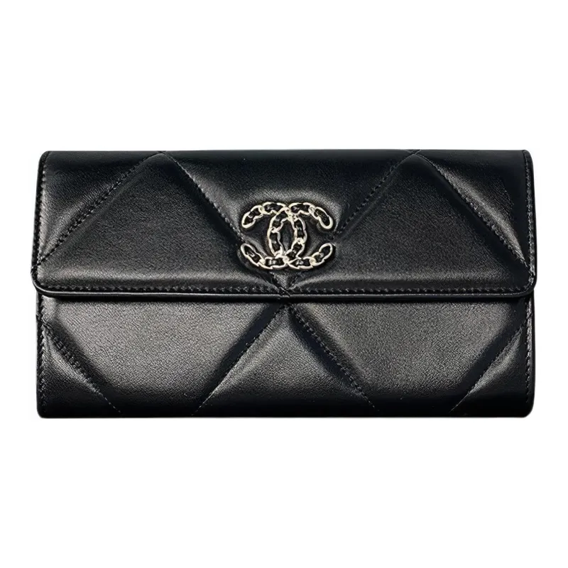 CHANEL 19Bag Lambskin Flap Bag Card Holder, Wallet Women's Black-0