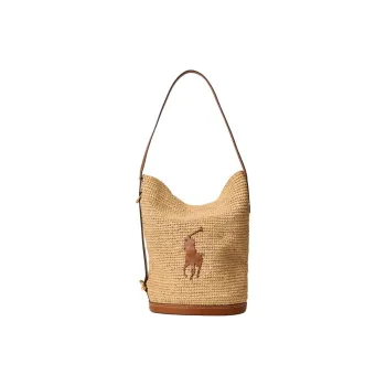 Polo Ralph Lauren Bellport Plant Material Bucket Bag, Shoulder Bag Medium Size Women's Brown