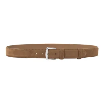 Loro Piana Split Cow Leather Suede, Palladium Plated, Metal, Cow Leather Belts Men's Twilight  