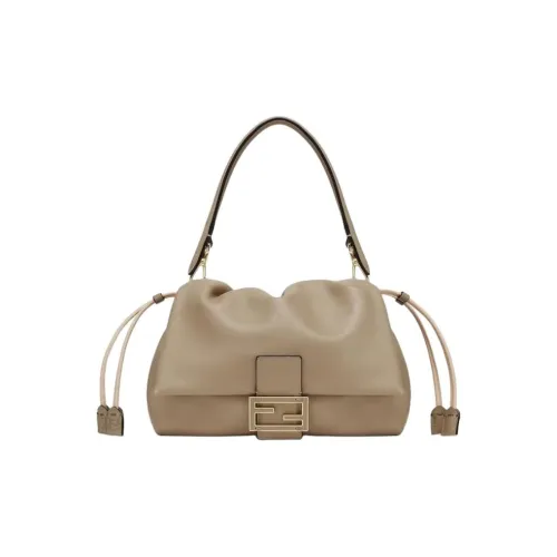 FENDI Baguette Leather Baguette Bag Shoulder Bags Medium Size Women's Dove Gray