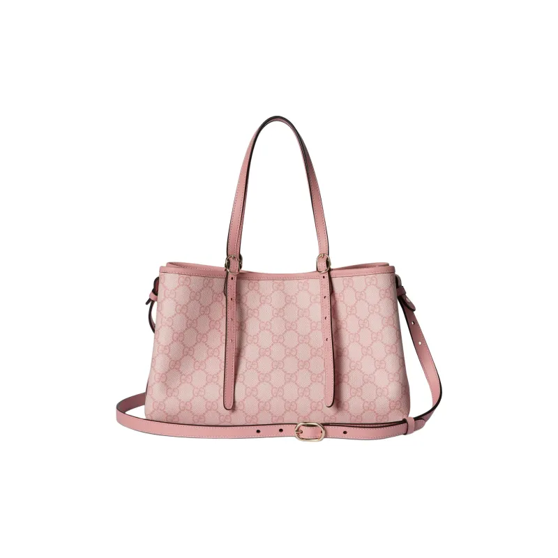 GUCCI GG Emblem Leather Tote Bag, Shopping Bag, Shoulder Bag, Handbag Trumpets Women's Light Pink-3