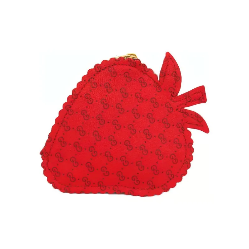 GUCCI Leather Coin Purse Women's Red-1