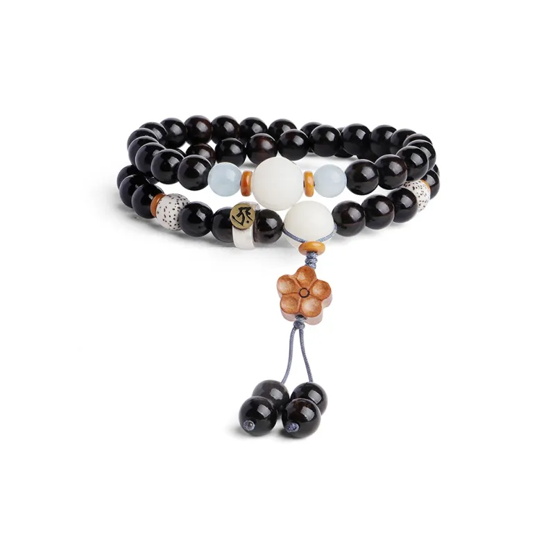 MUSHENGYUAN Ebony Sandalwood Beaded Bracelet Women's-10