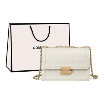 COMELY Cow Leather Chain Bag Shoulder Bag Crossbody Bag Regular Women's Milkshake White