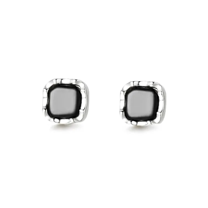 JIACUIYUN Obsidian Stud Earrings Unisex-3