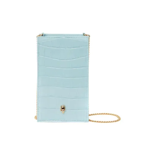 Alexander McQueen THE SKULL BAG Embossed Crocodile-Embossed Calfskin Cell Phone Pouch Women's Light Blue