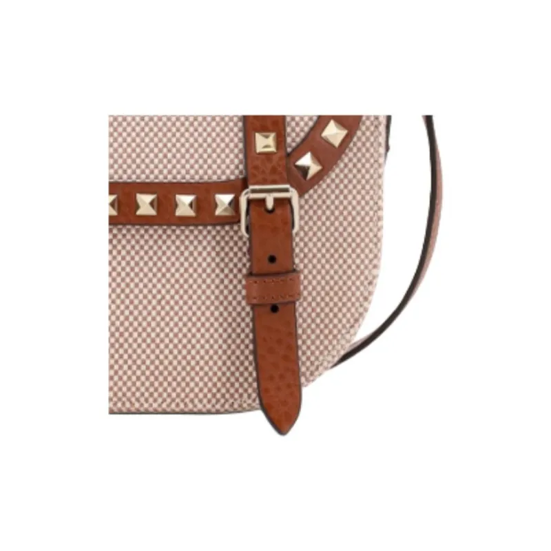 Valentino GARAVANI Fabric With Leather Messenger Bag Shoulder Bag Women's Brown-3