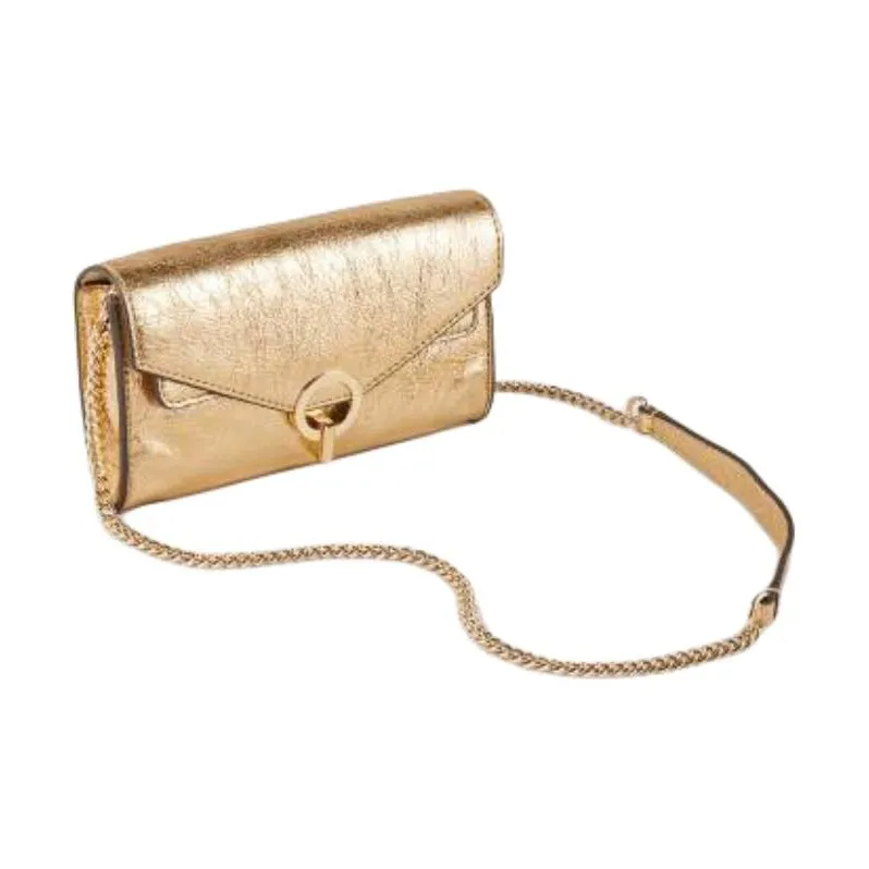Sandro Lambskin Shoulder Bag Women's Gold-1