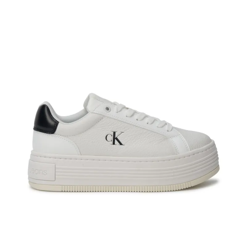 CKJ CALVIN KLEIN JEANS Mid Top Skateboard Shoes Women's White/Black-1