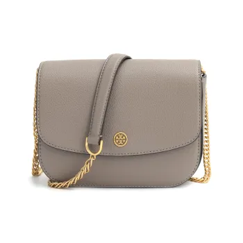 TORY BURCH Robinson Litchi Grain Leather Crossbody Bag, Shoulder Bag Women's Hawk Gray
