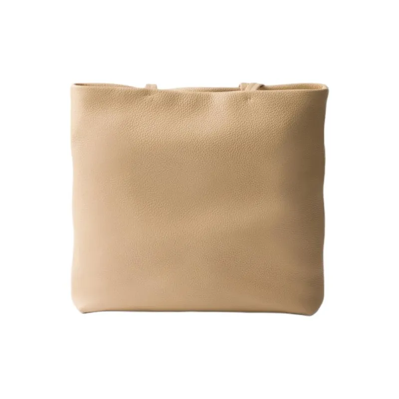 PRADA Calfskin Tote Bag Shopping Bag Handbag Large Size Women's Sandy Beige-2