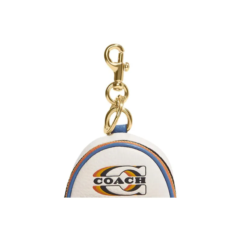 COACH Coated Canvas With Refined Pebbled Leather Bag Charm Bag Merch Mini Women's Khaki & Chalk White-2