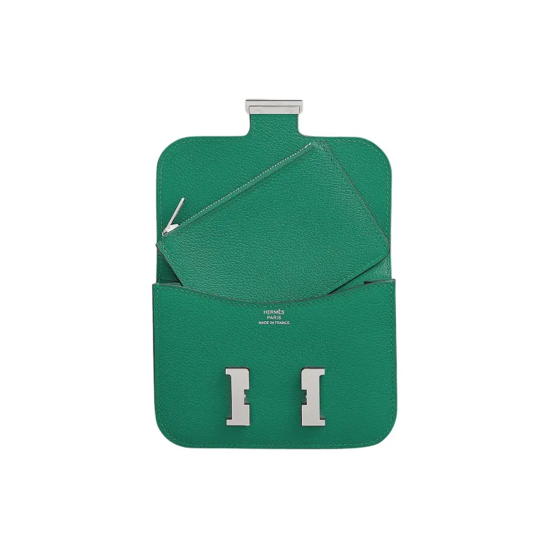 HERMES Constance Slim Evercolor Calfskin Wallet Women's U4 Vert Vertigo Iridescent Green-2