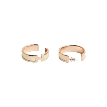 HERMES Rose Gold Plated Metal Earrings Women's White