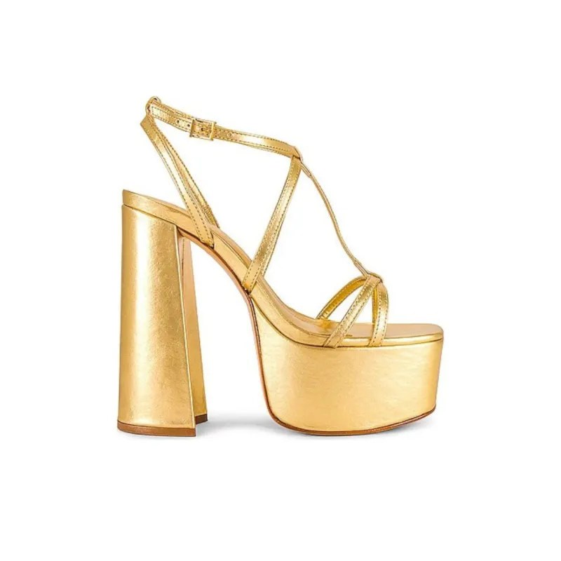 Schutz Adriana Strap Sandals 13cm Women's Gold-1