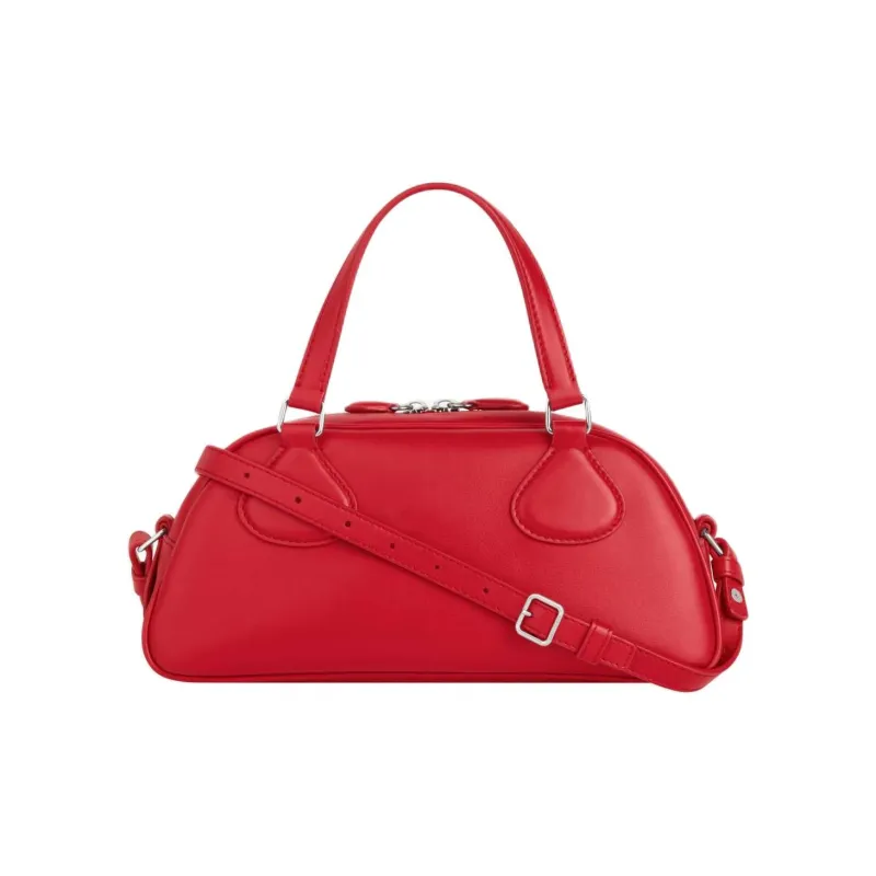 COURREGES Calfskin Bowling Bag, Shoulder Bag, Handbag Women's Rubies Color-2