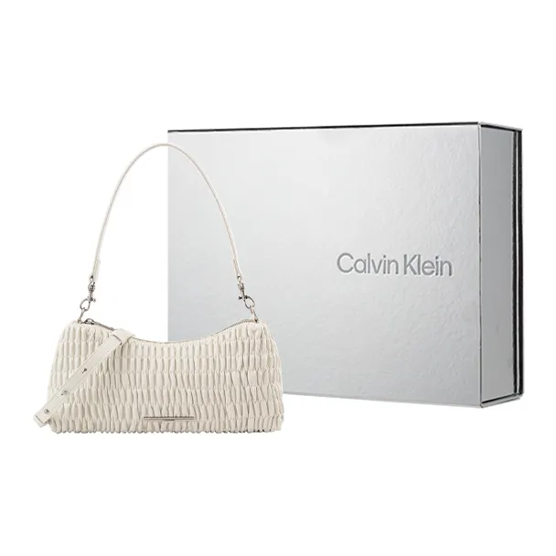 CALVIN KLEIN Blended Material Shoulder Bag Women's Milk White-8