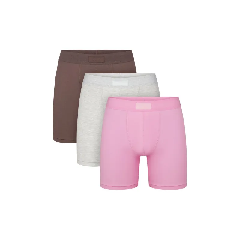 SKIMS Valentine's Day Collection SS25 MENS 5' BOXER BRIEF 3-PACK Underpants Men's 3 Pack Bubble Gum Brown Multicolor-0