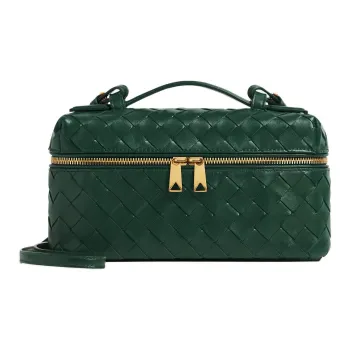 Bottega Veneta Intrecciato Calfskin Makeup Bag Women's Jadeite Green