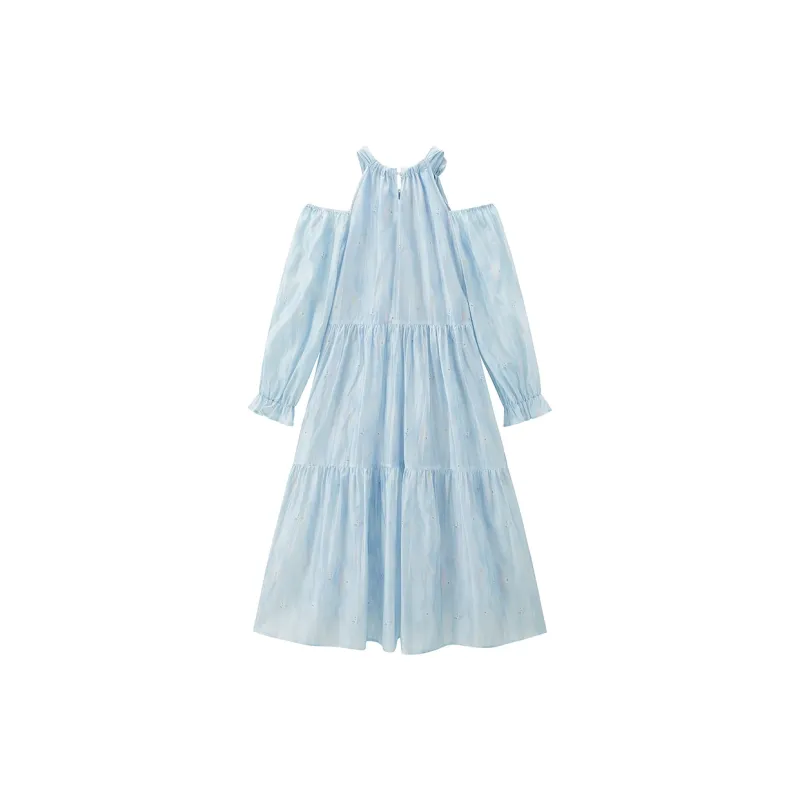 LEDIN Long Sleeved Dress Women's Blue-1