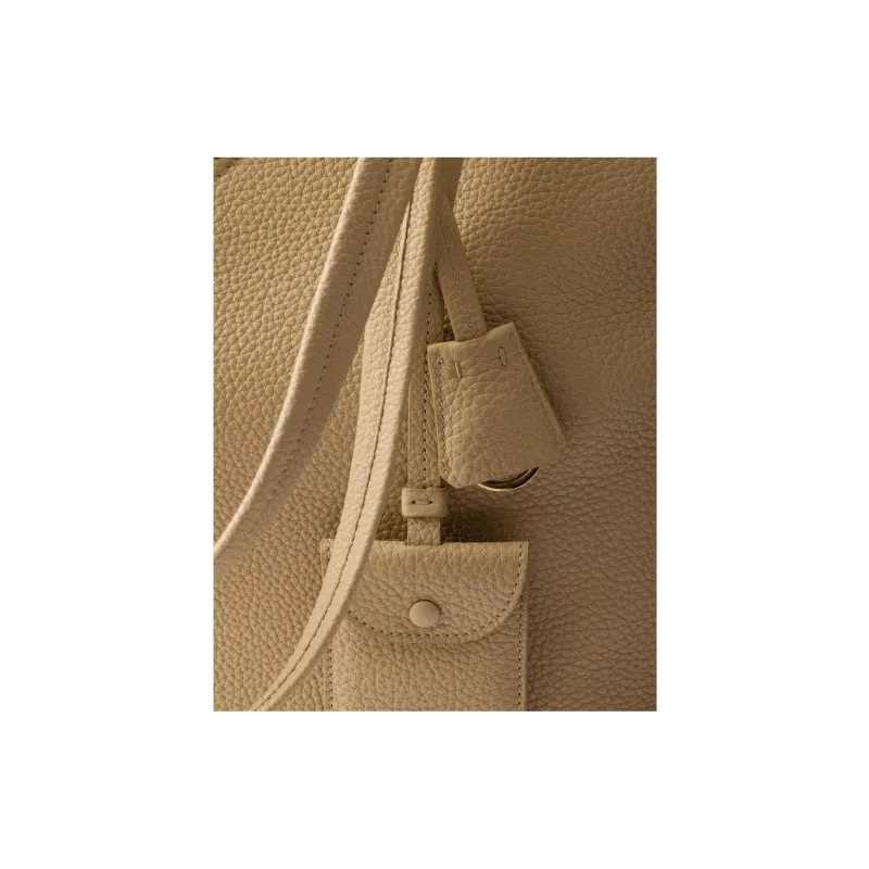 PRADA Calfskin Tote Bag Shopping Bag Handbag Large Size Women's Sandy Beige-3