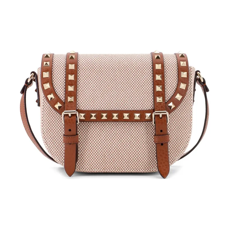 Valentino GARAVANI Fabric With Leather Messenger Bag Shoulder Bag Women's Brown-0