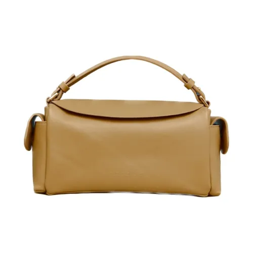THE YELLOW SHOP Top Grain Cow Leather Shoulder Bag Crossbody Bag Handbag Medium Size Women's Latte