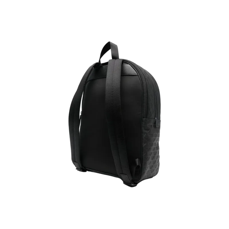EMPORIO ARMANI All Over Debossed Logo Zipped Backpack-3