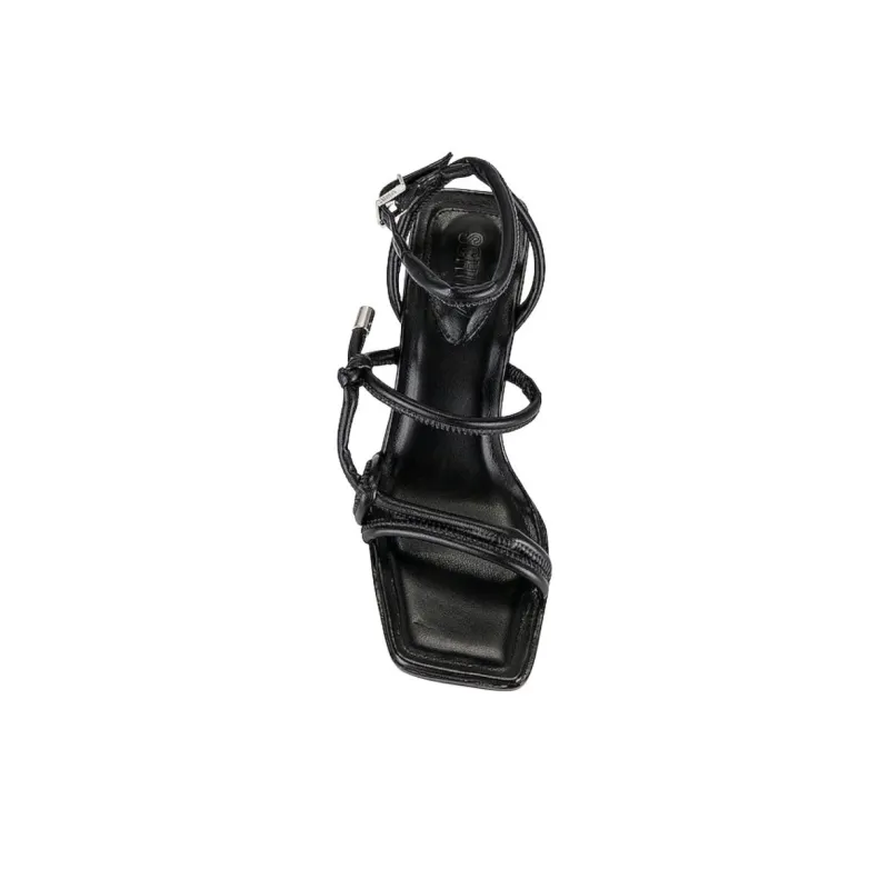 Schutz ANYA One-Strap Sandals 9.5cm Chunky Heel Women's Black-4