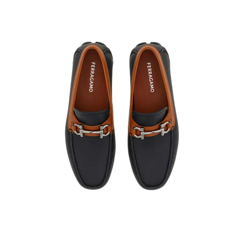 FERRAGAMO GANCINI Driver Loafers Men's Black-3