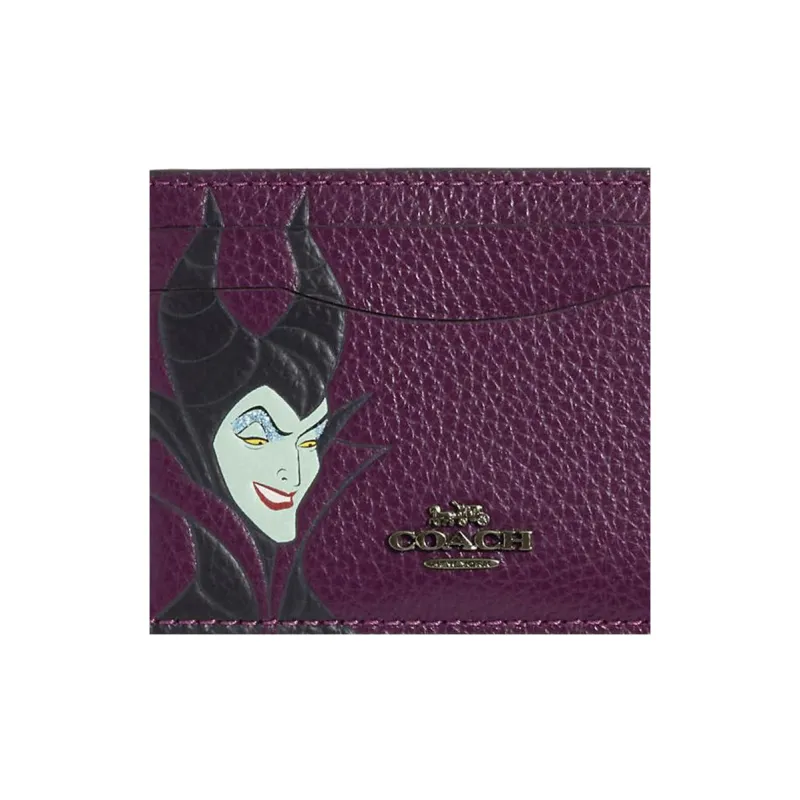 COACH Disney Collaboration Card Case Pebbled Leather Card Holder Women's Purple-2