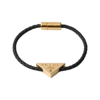 PRADA Metal Nappa Leather Bracelets Unisex Gold