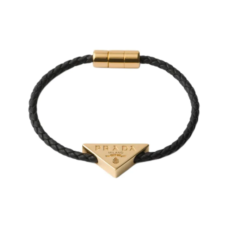 PRADA Metal Nappa Leather Bracelets Unisex Gold-0