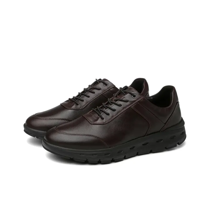 Aung San Non slip Wear resistant Shock Absorption Low Top Casual Shoes Men's Brown Red-2