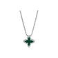 Malachite Four-Leaf Clover Pendant, Silver