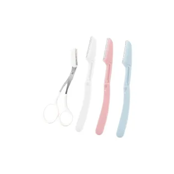 JIAOXUEFEI Eyebrow Razor-Men And Women's Brow Shaver And Brow Repair Tool-Foldable Micro Brow Trimmer-4-Piece Set