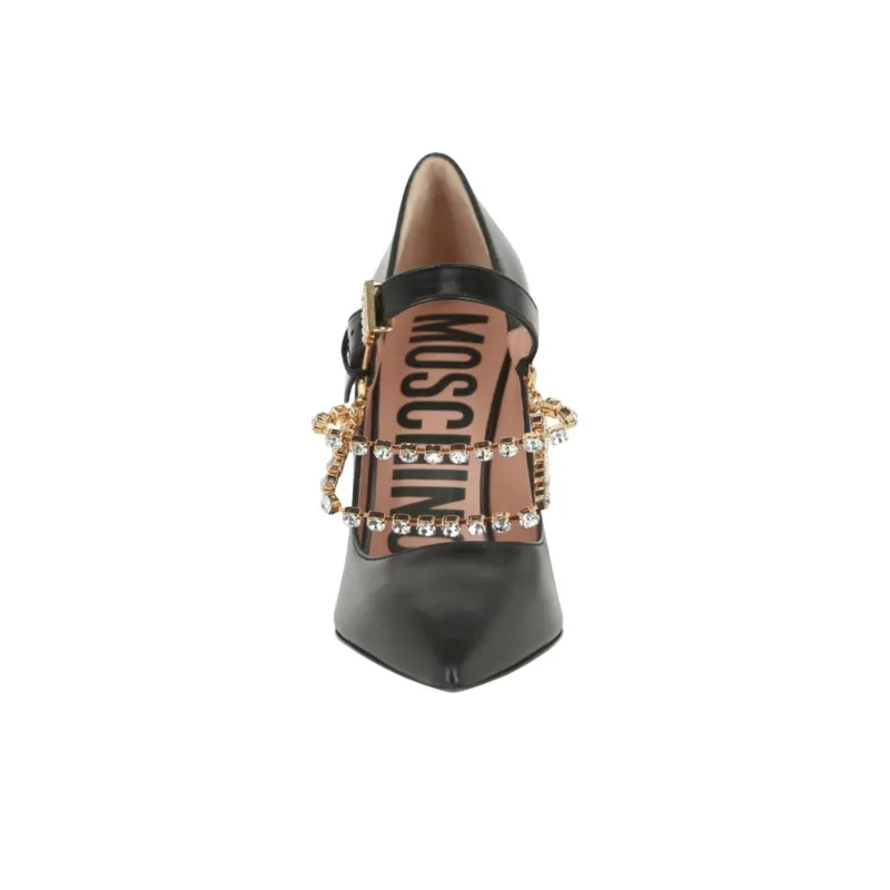 MOSCHINO Slim Heel High Heels 10cm Women's Black-3