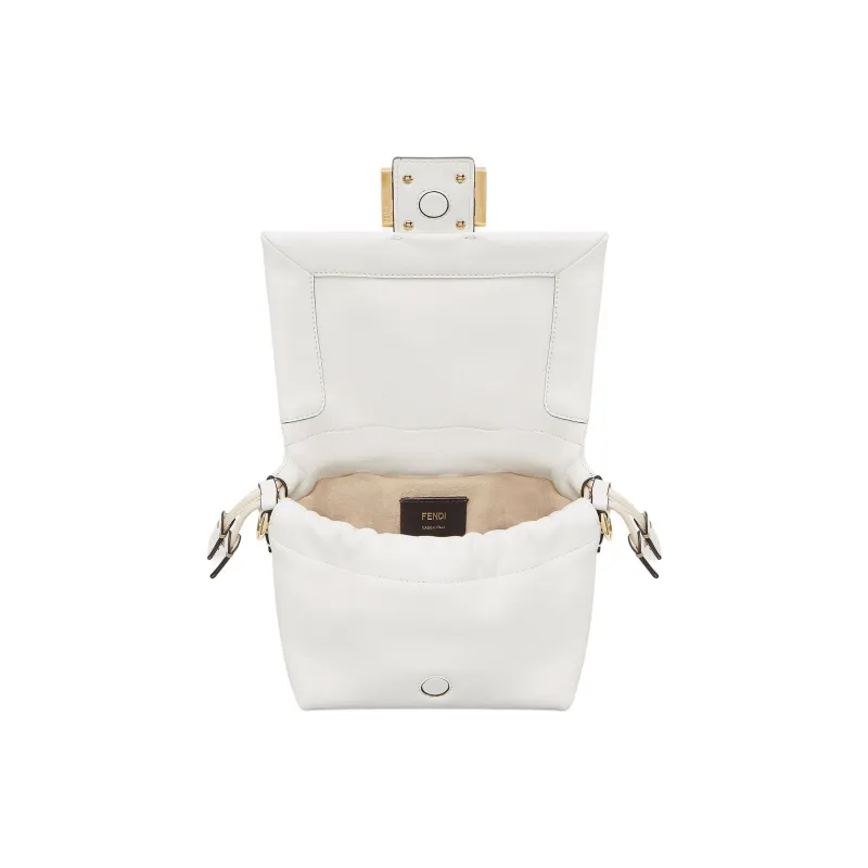 FENDI Baguette Lambskin Handbag Small Size Women's White-2