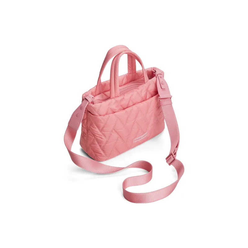 CHARLES&KEITH Nylon Fabric Handbag, Shoulder Bag Medium Size Women's Silver/Guava Pink-6