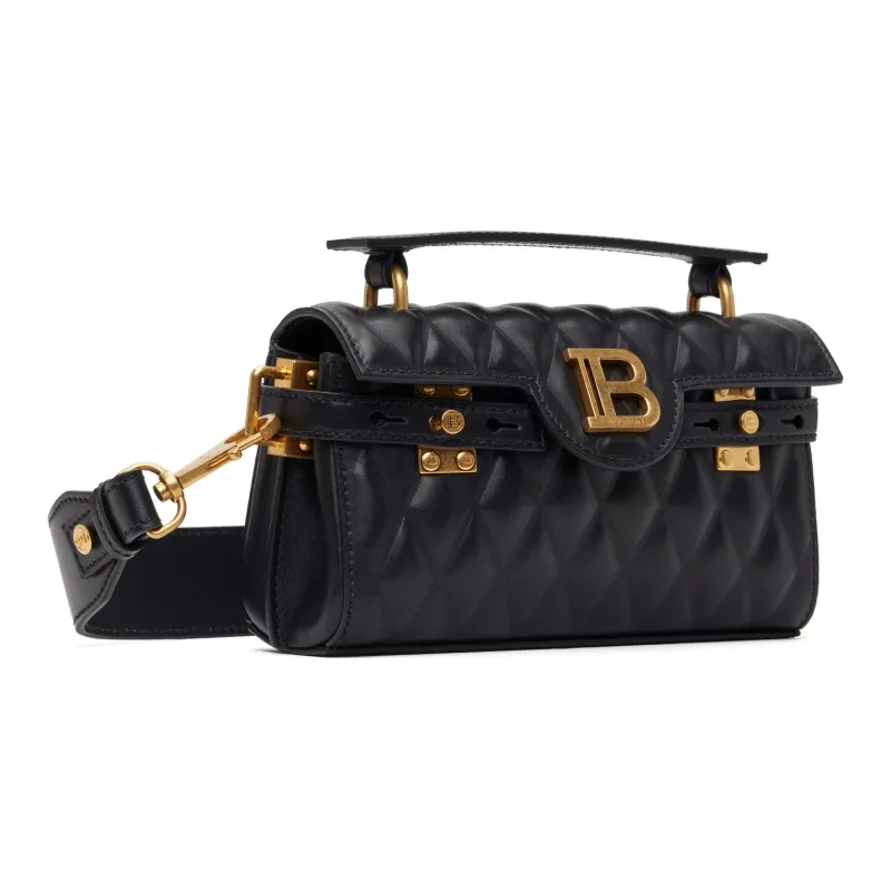 BALMAIN B-BUZZ Calfskin One Shoulder Handbags Women's Black-1