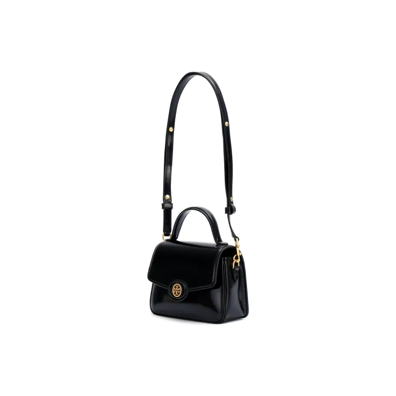 TORY BURCH Robinson Spazzolato Small Top Handle Black-1