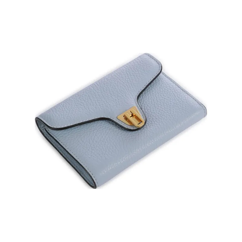 COCCINELLE Beat Grained Leather Wallet Women's Light Blue-2