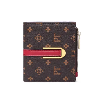 PT'SON Synthetic Leather Wallet Women's Coffee & Red